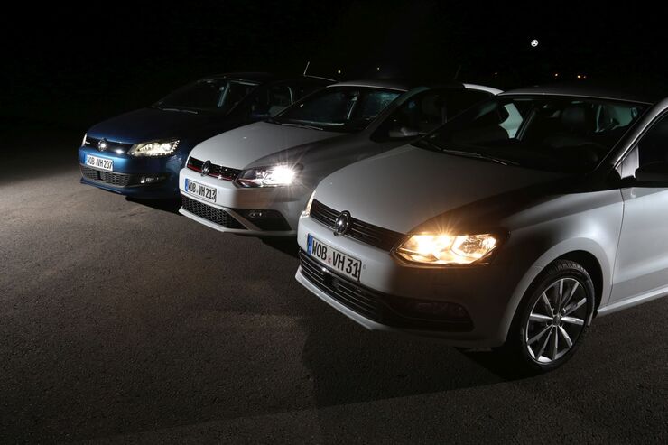 Opel Astra (Halogen, Matrix-LED), Seat Leon (Halogen, LED), VW Polo (Halogen, Xenon, LED)