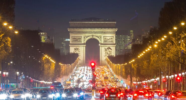 Paris, Verkehr, Bei, Nacht
